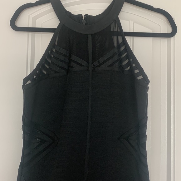 Black bodycon dress with mesh cutouts - Picture 2 of 4